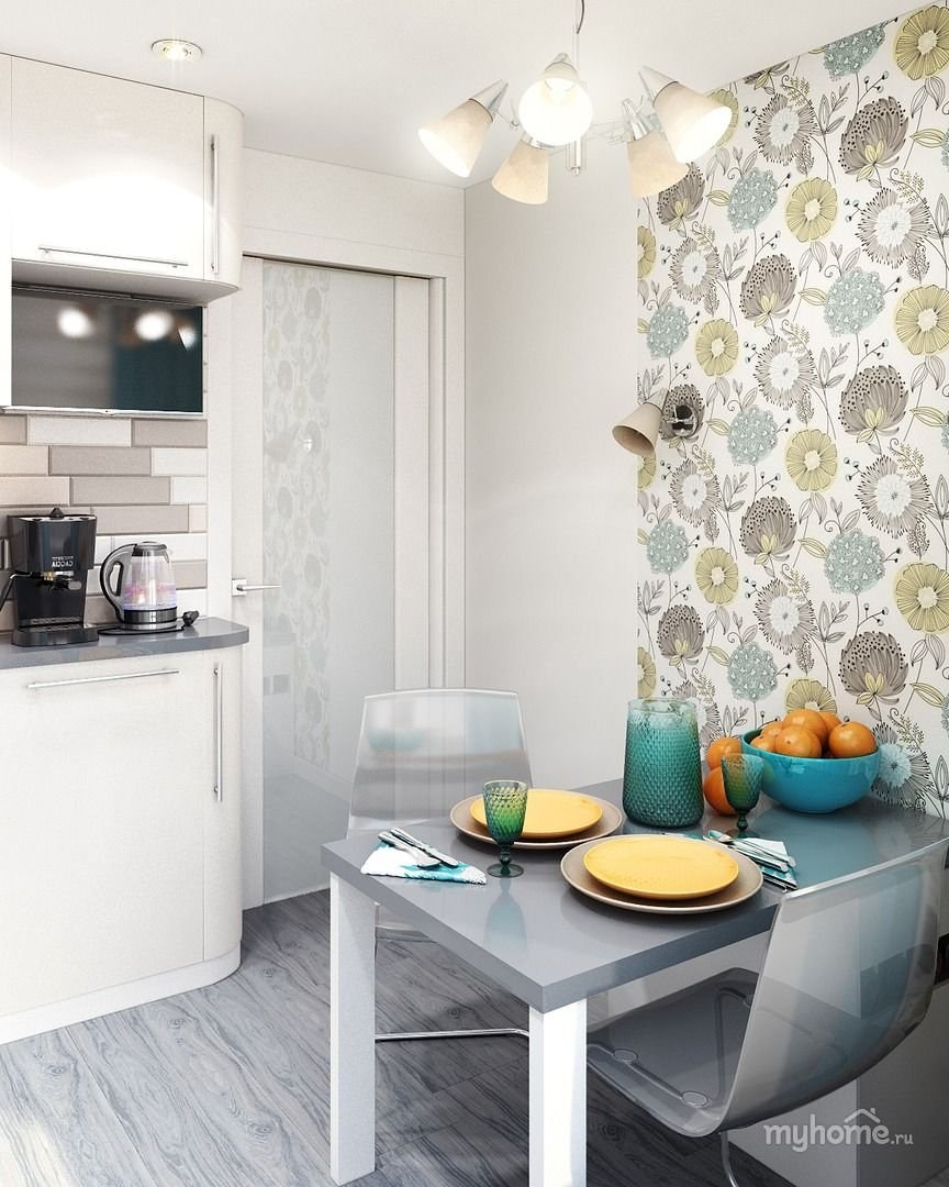 Отделка кухни обоями