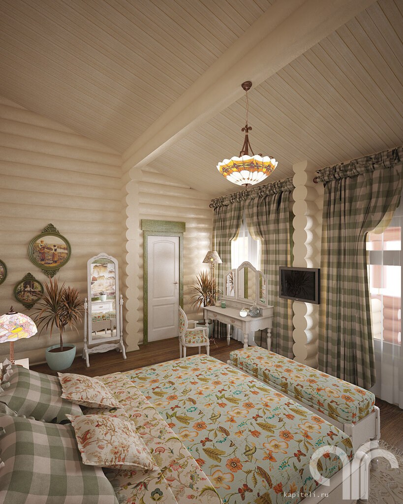 Интерьер в стиле Прованс в деревянном доме