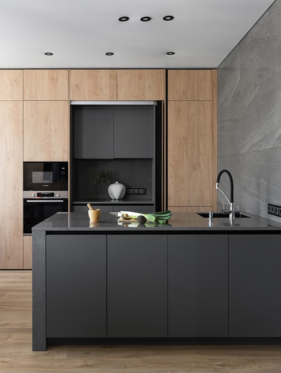 Кухня мебель Минимализм кофей