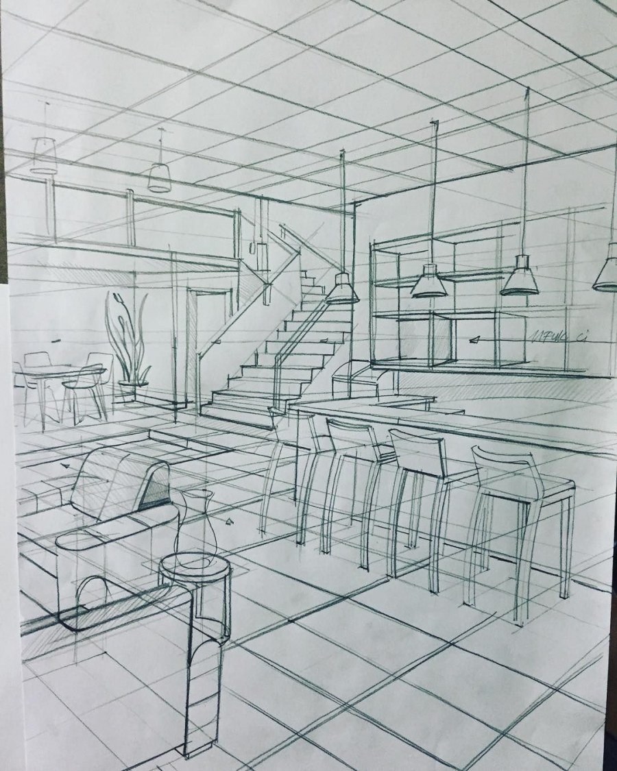 Интерьер карандашом