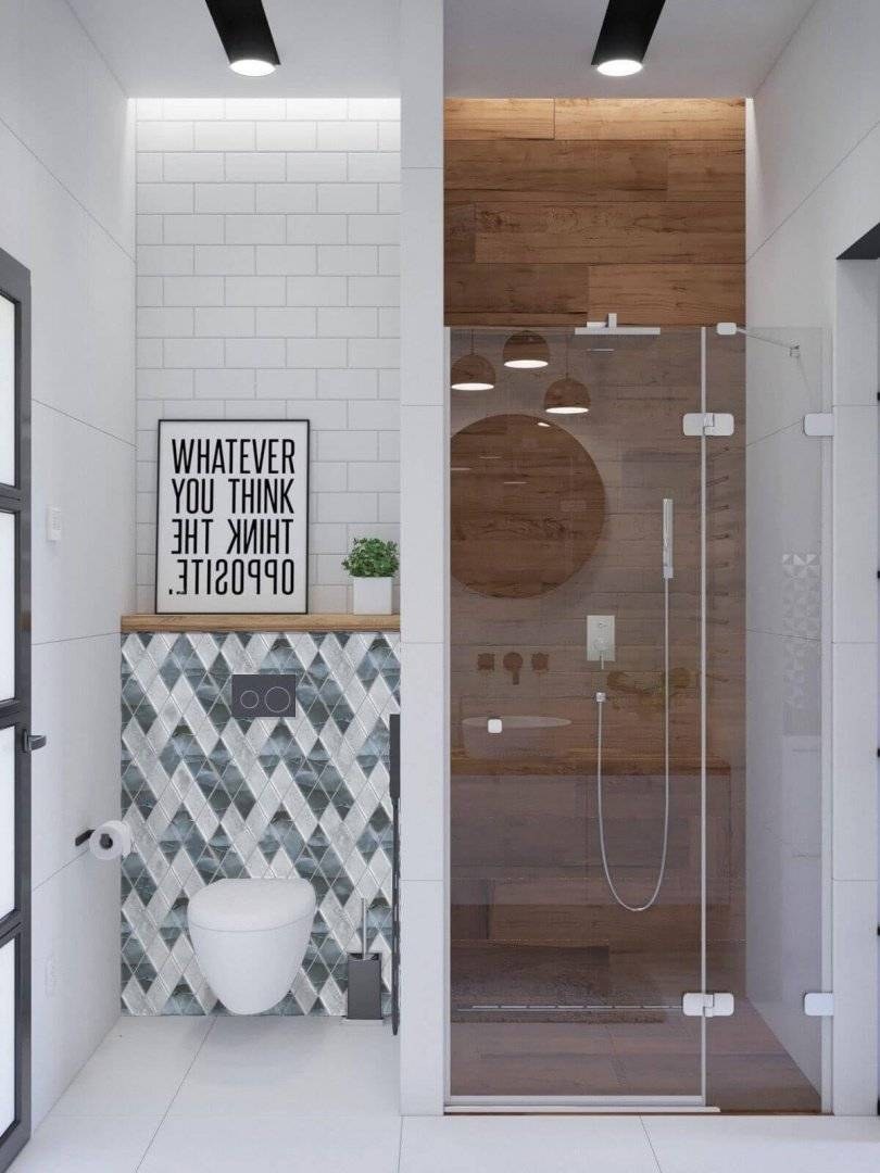 Санузел с душевой в стиле Сканди