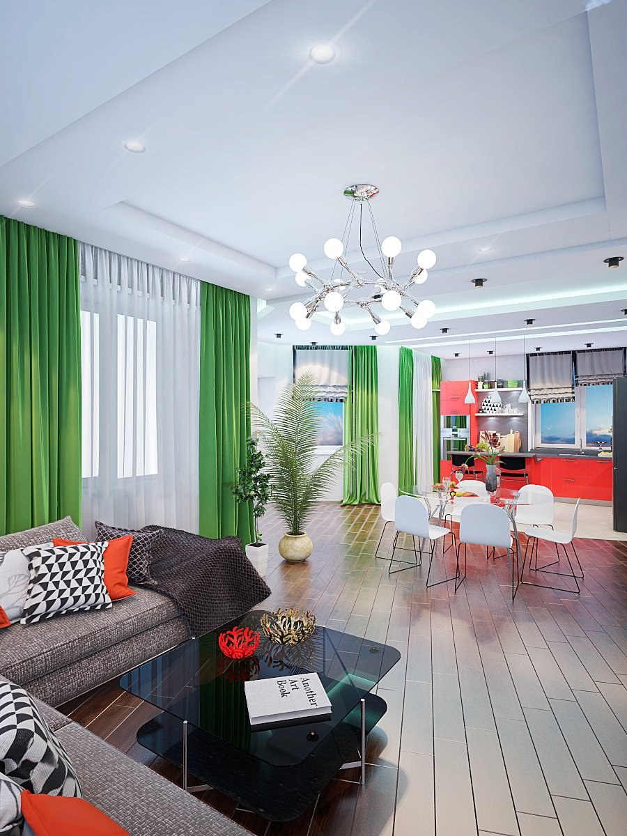 Гостиная с яркими акцентами