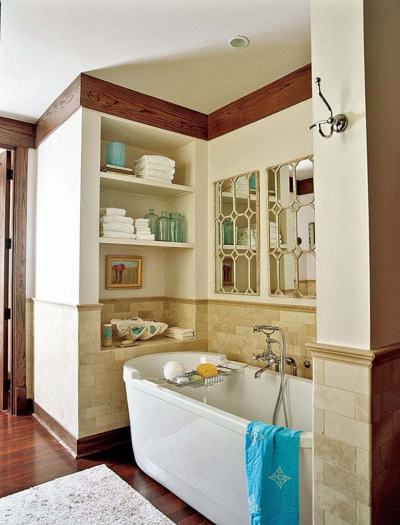 Полочки в ванную комнату встроенные