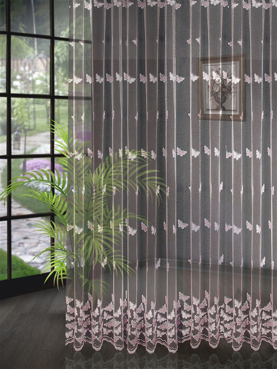 Тюль вуаль с бабочками