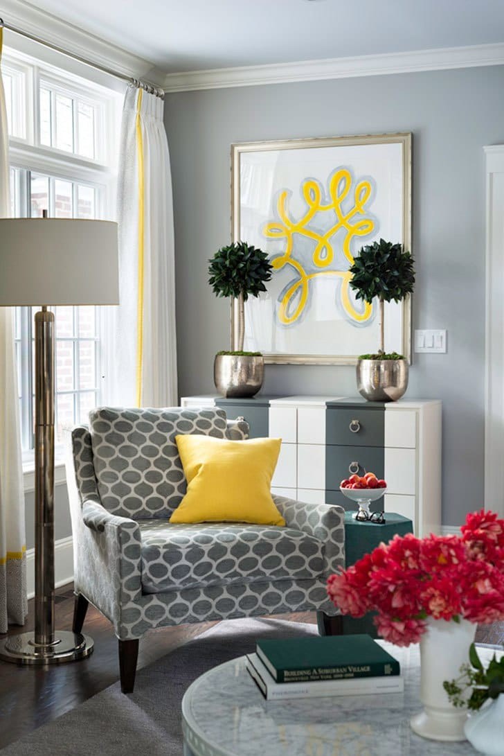 Серый и желтый в интерьере