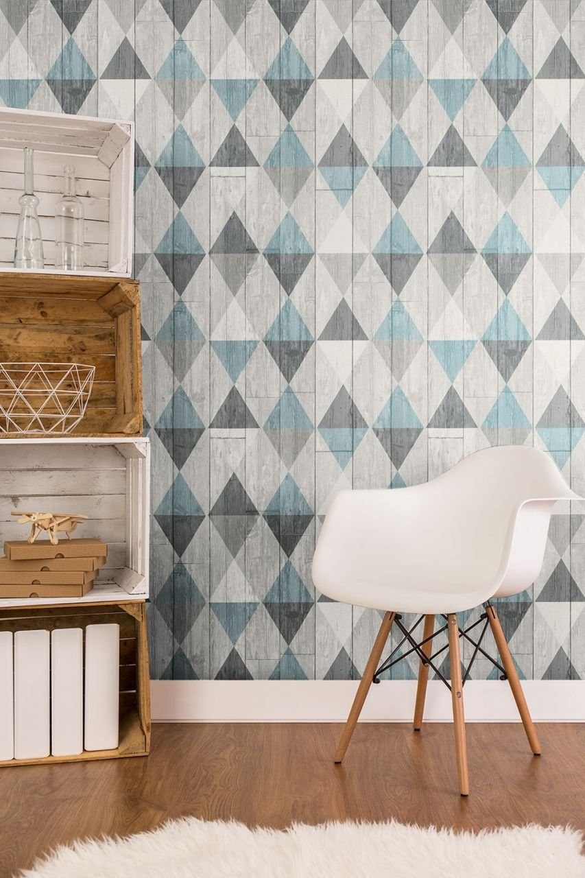 Ромбы на стене в интерьере