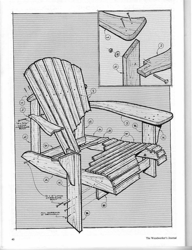 Кресло Адирондак складное чертеж