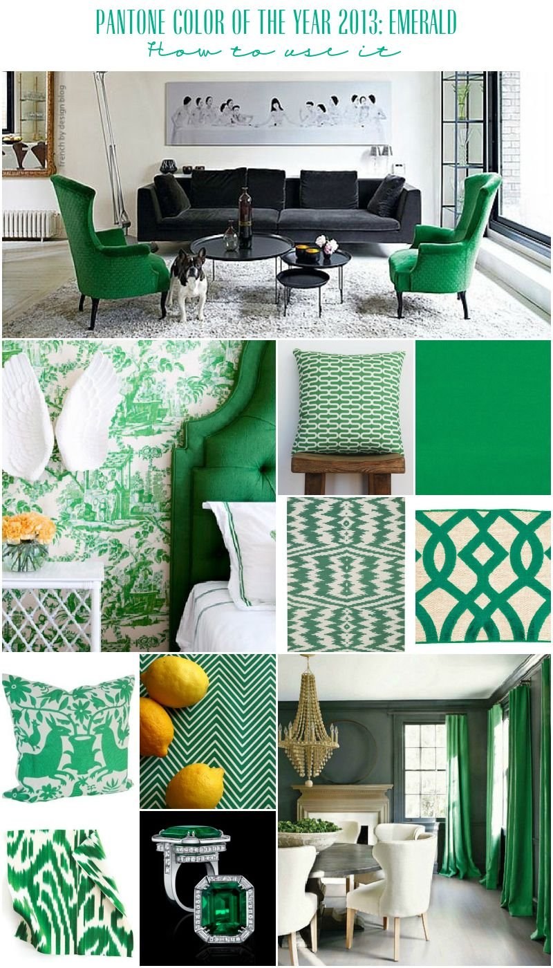 Сочетание изумрудного цвета в интерьере