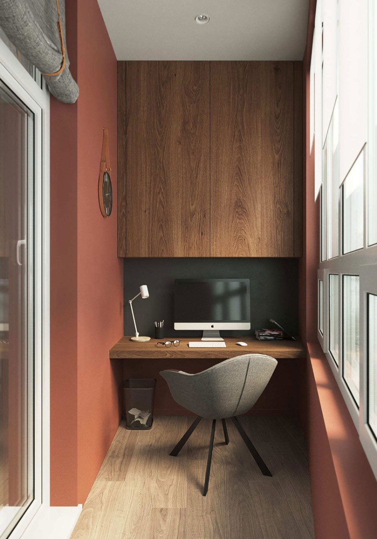 Интерьер кабинета на балконе