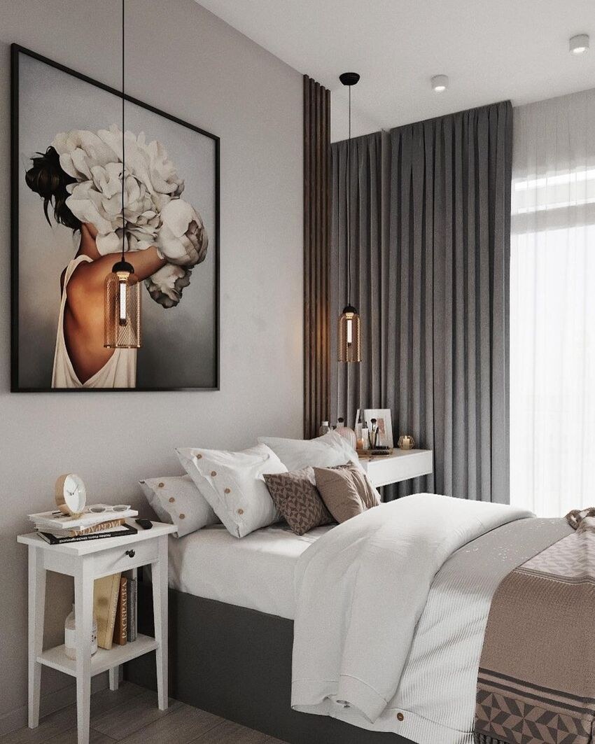 Бежевый интерьер спальни