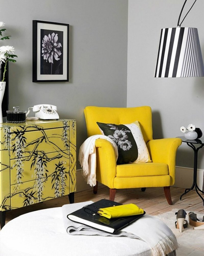 Черно желтый интерьер