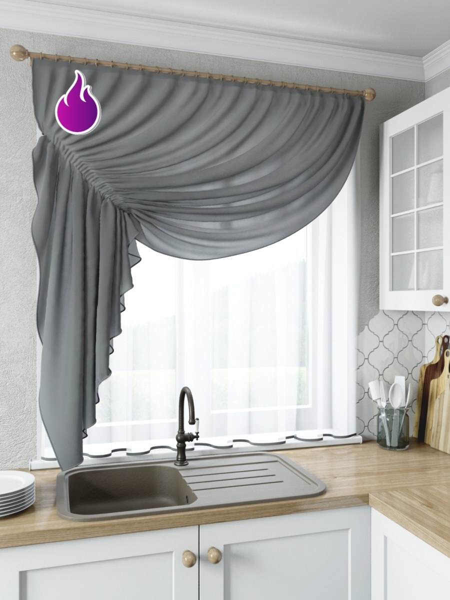 Шторы на кухню короткие