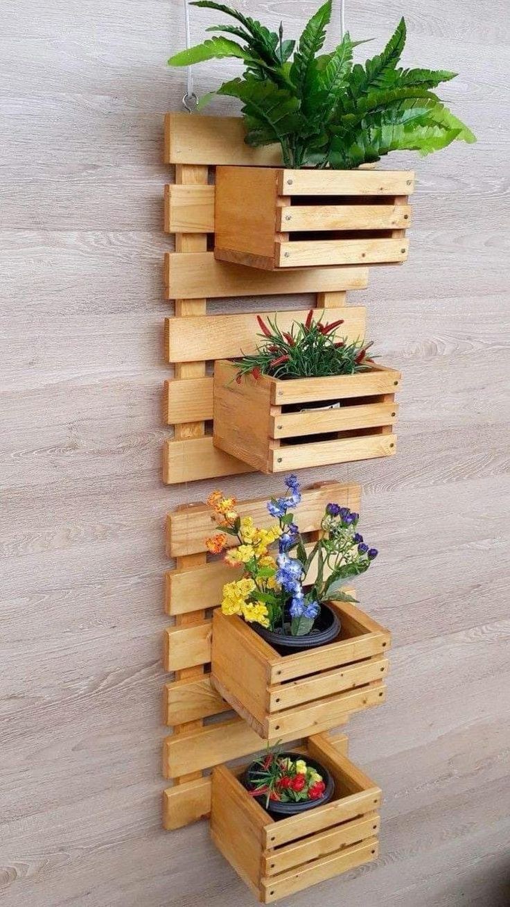 Деревянные ящички для цветов
