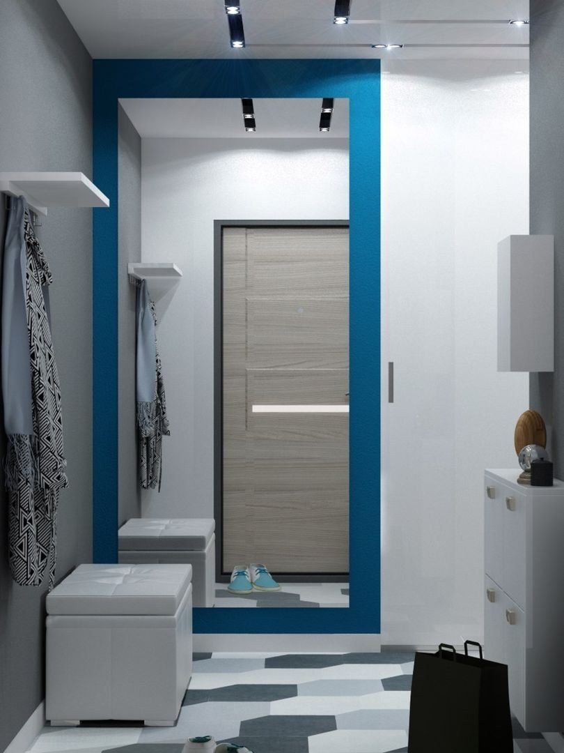 Бело синяя прихожая