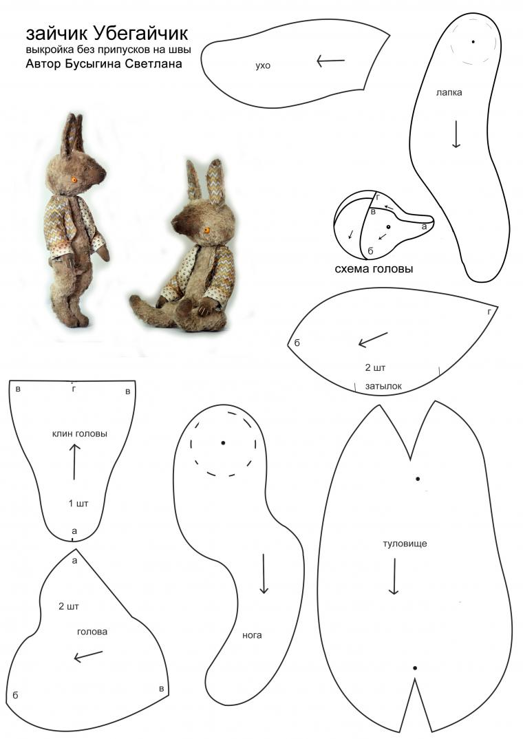 Выкройки Зайцев Тедди