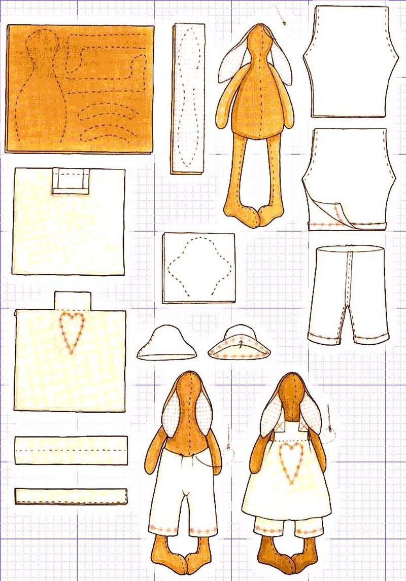 Выкройка куклы из ткани Тильда