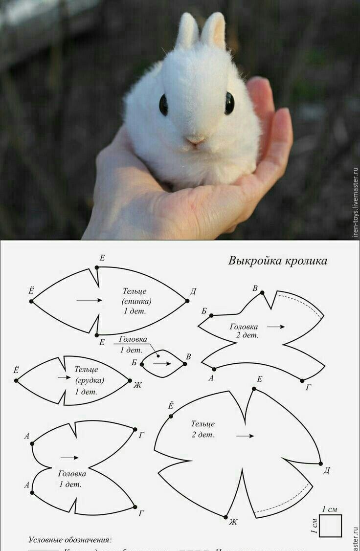 Выкройка кролика из ткани мягкая игрушка своими руками