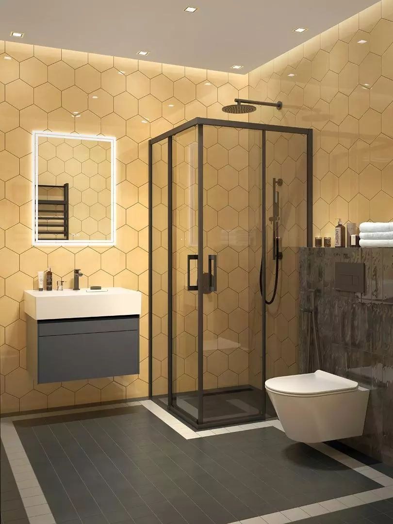 Стильный санузел с душевой