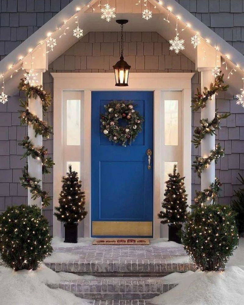 Украшение фасада дома на новый год