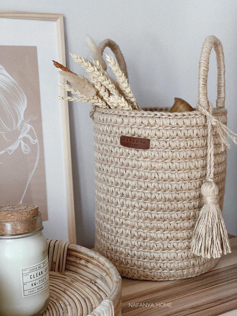Вязаные корзины из джута икеа