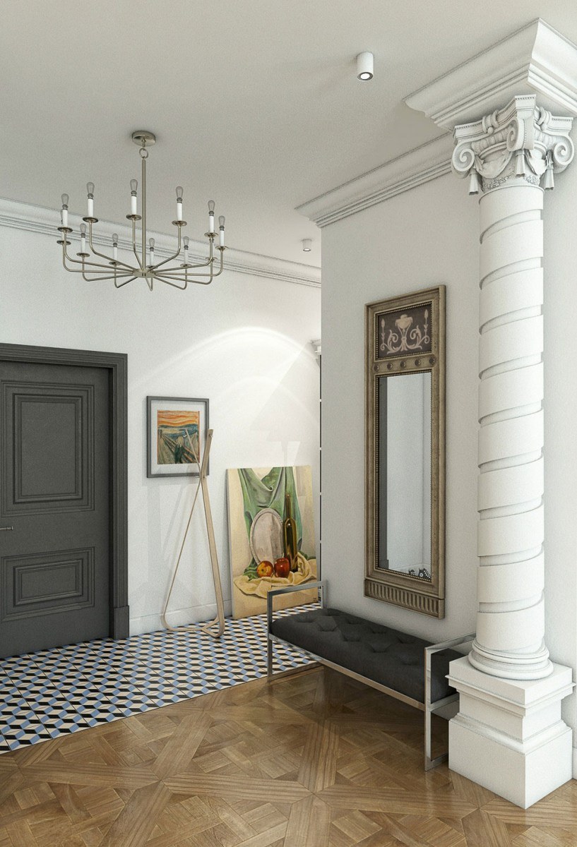 Декорирование колонны в интерьере