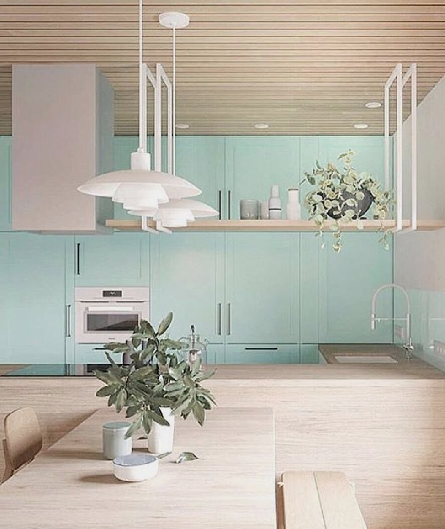 Кухня мятного цвета