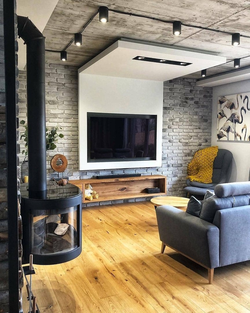 Интерьер гостиной в стиле лофт
