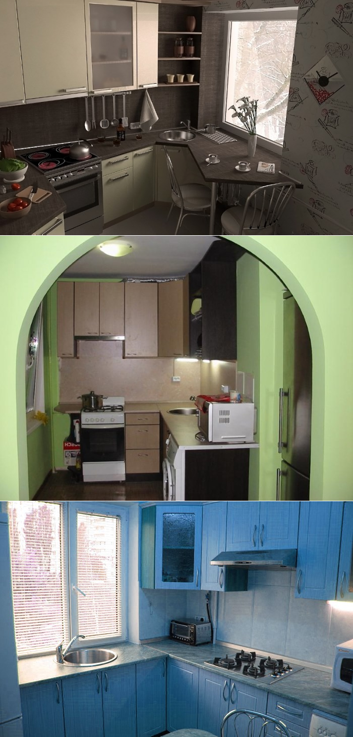 Отделка кухни хрущевки до и после