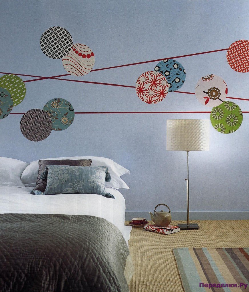 Круги на стене в интерьере краской