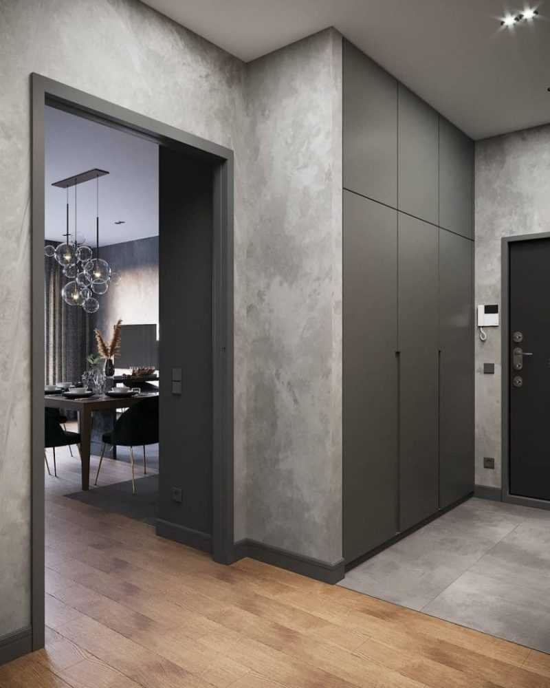 Прихожая в современном стиле серая