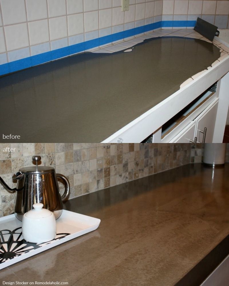 Крашеная столешница на кухне