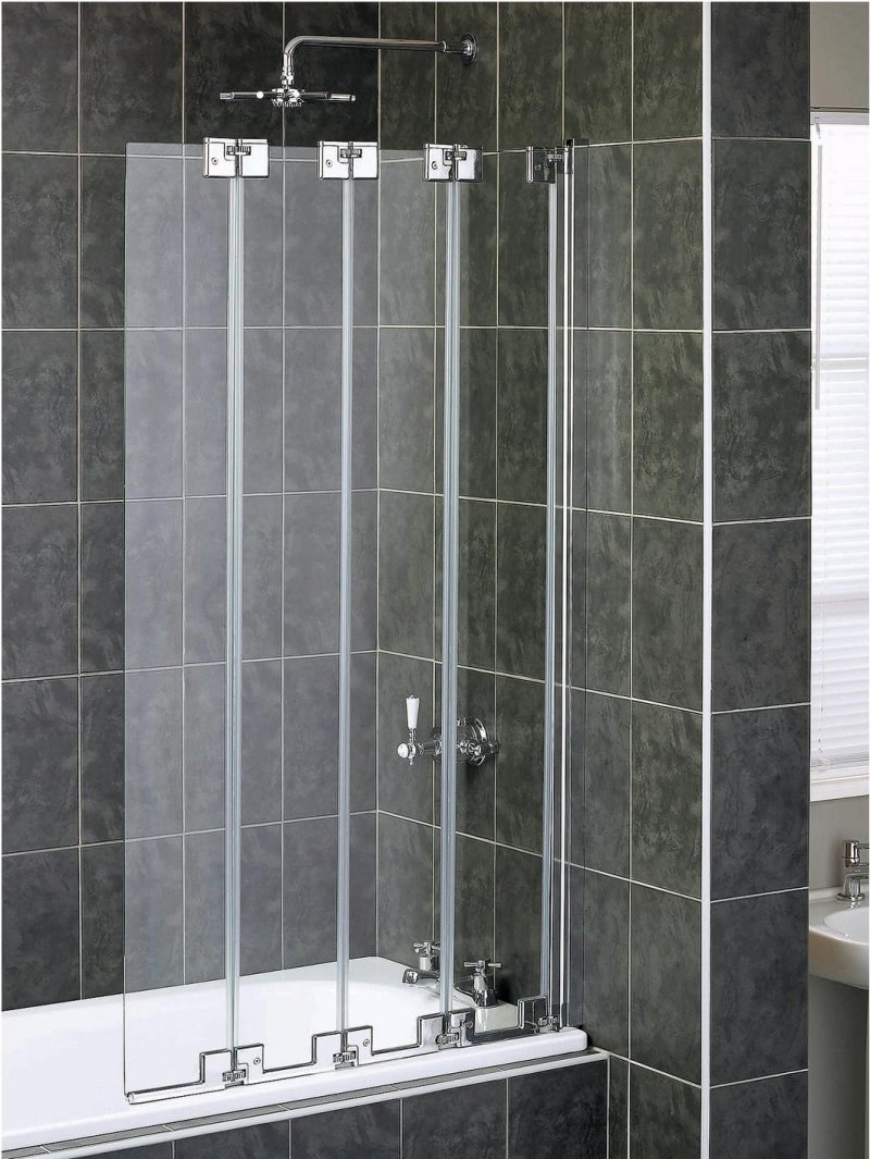 Штора в ванную стеклянная раздвижная