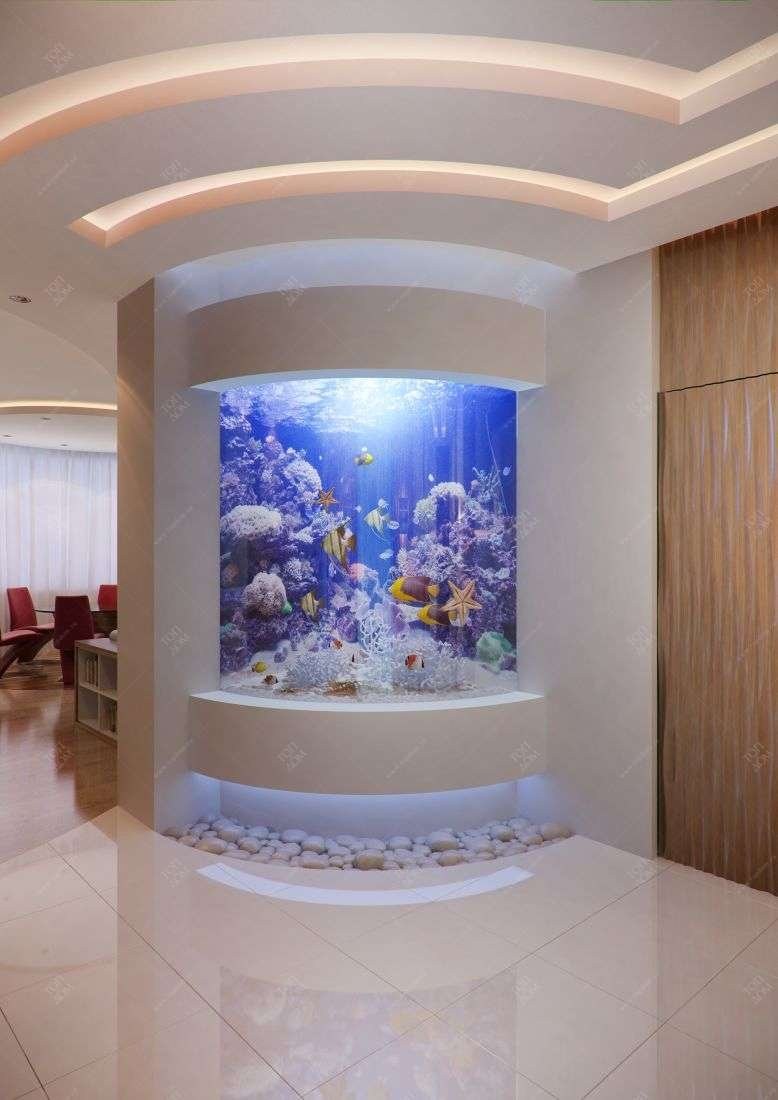 Встроенные аквариумы в интерьере