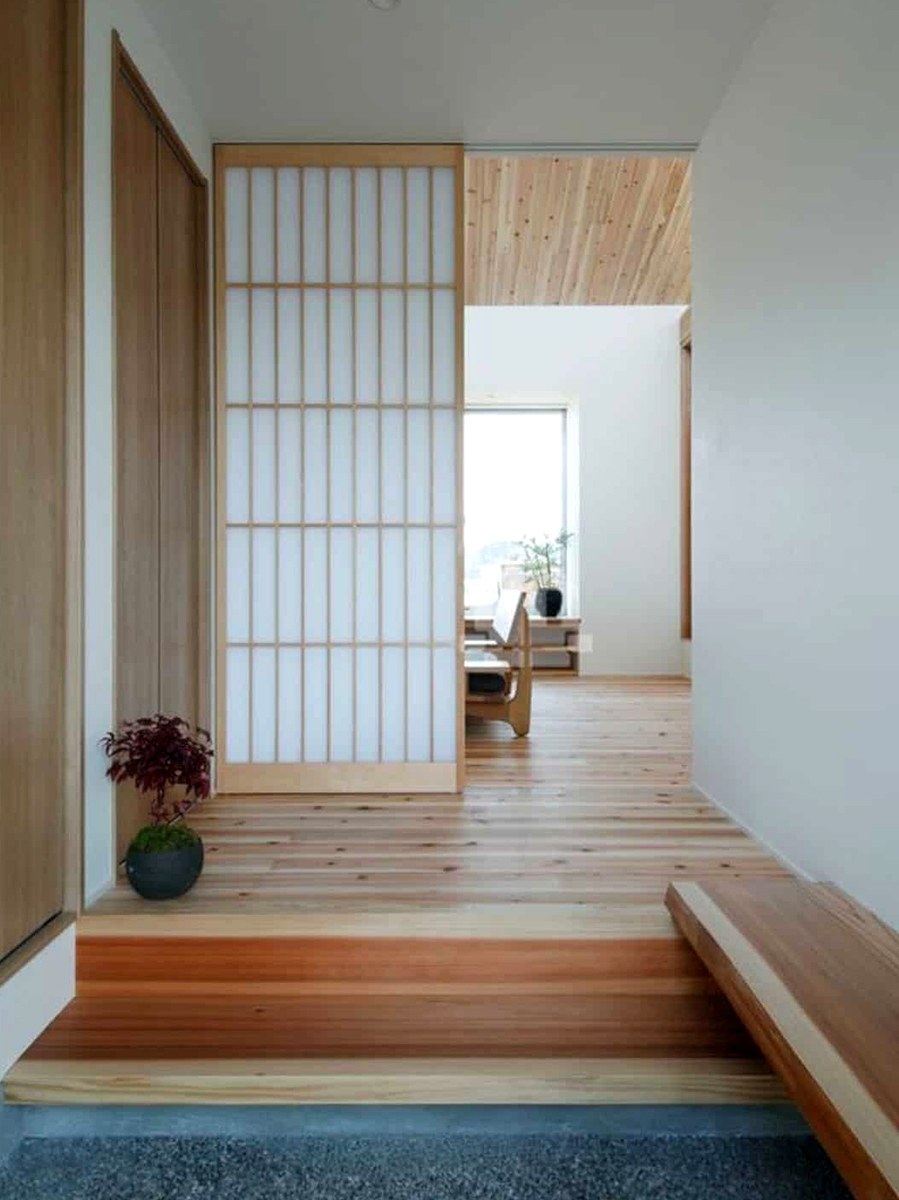 Прихожая в японском стиле в доме
