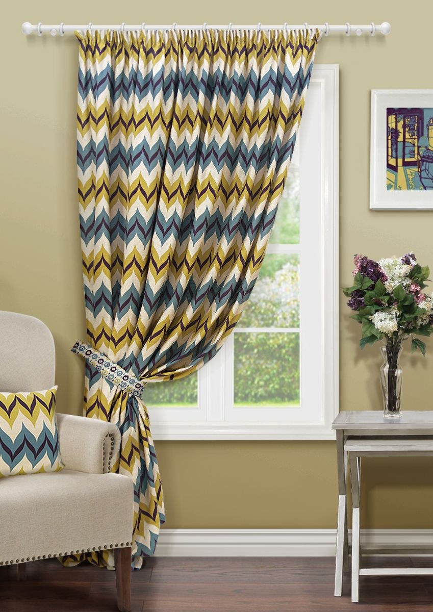 Шторы синие с желтым