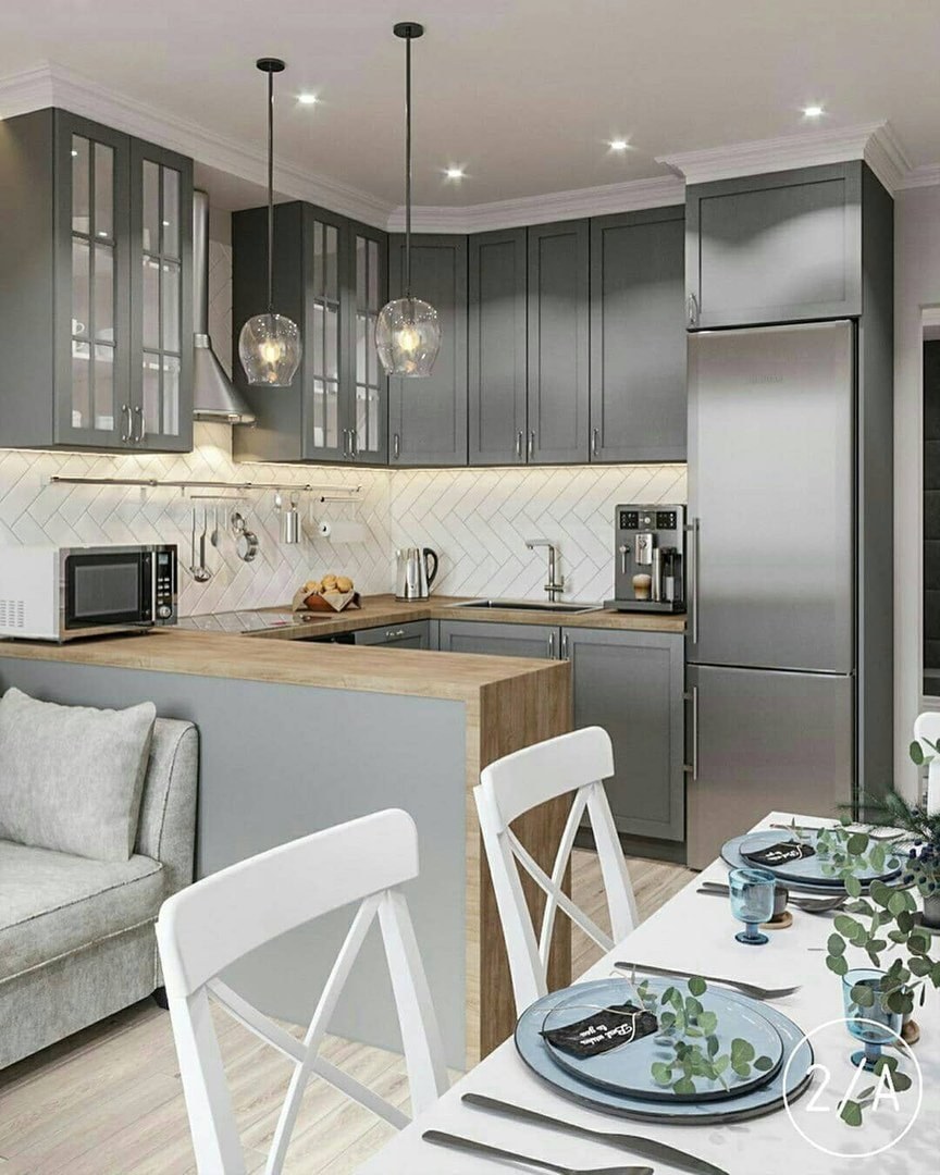 Интерьер кухни 15м2 прямоугольной