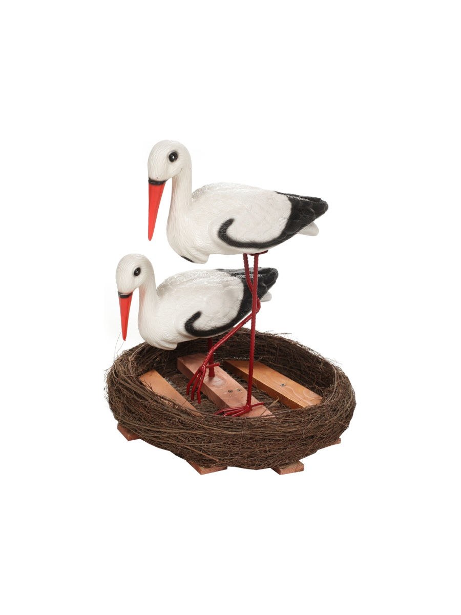 Аисты в гнезде малые 34 34 48см фигура Садовая a062