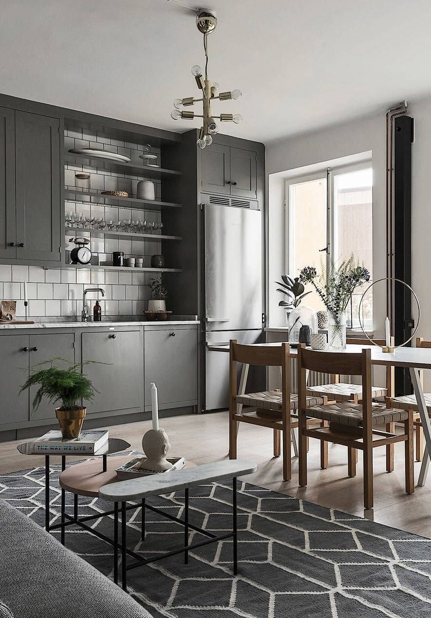 Сканди кухня серая