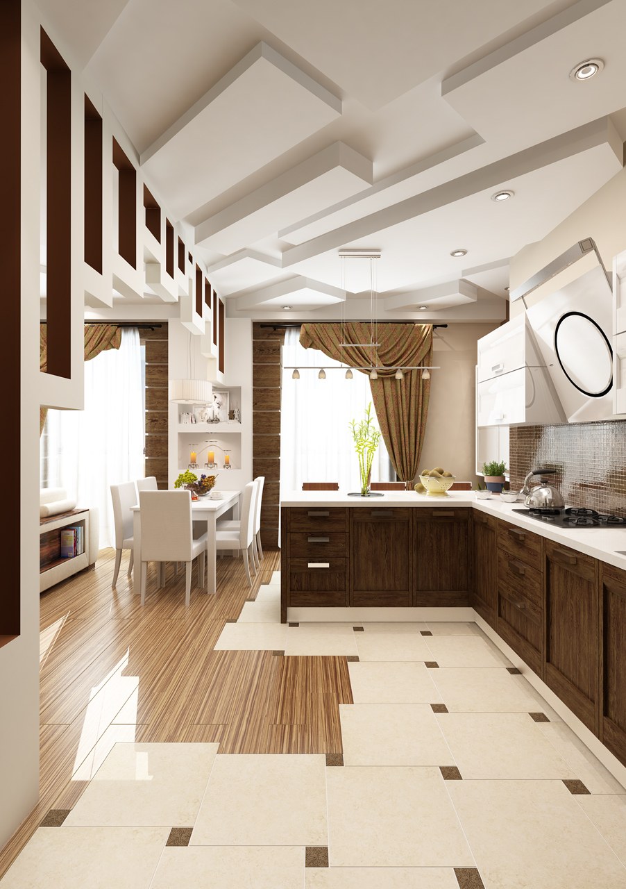 Гостиная совмещенная с кухней