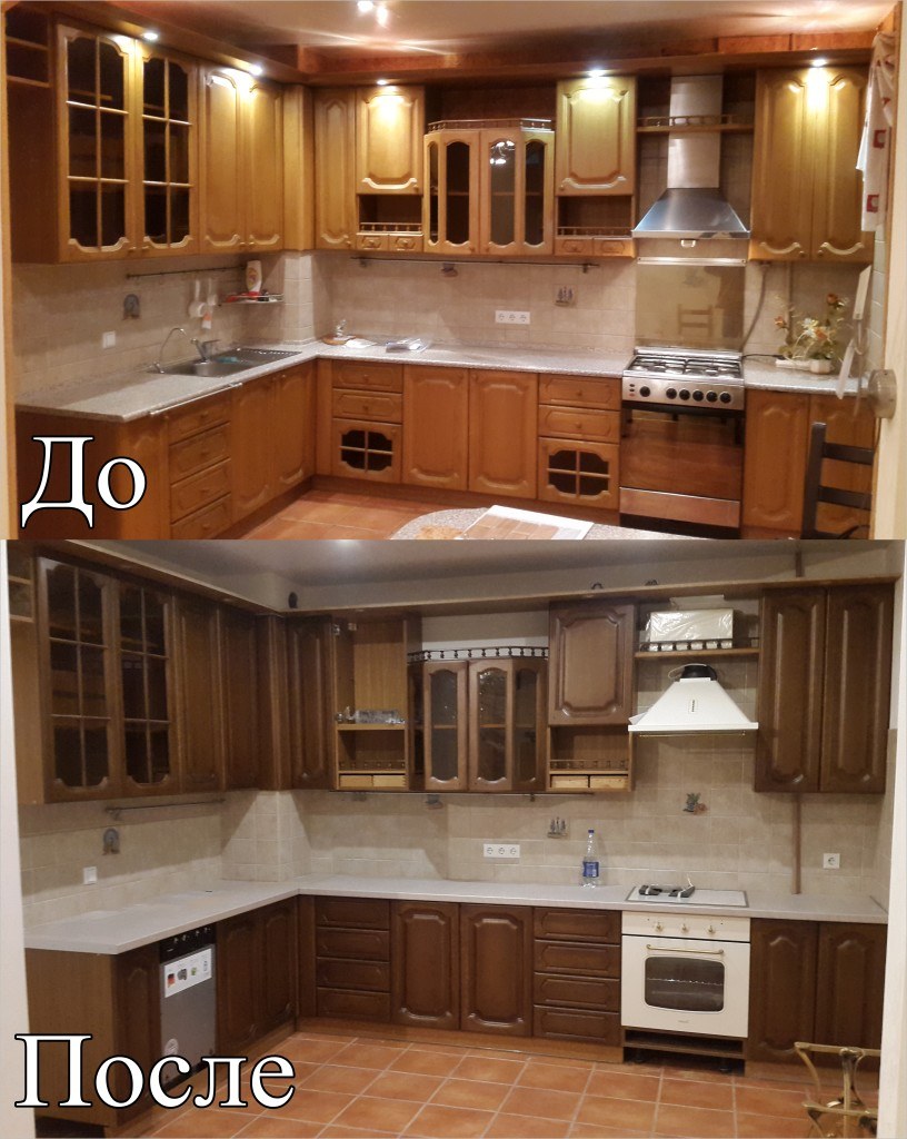 Перекрашенный кухонный гарнитур