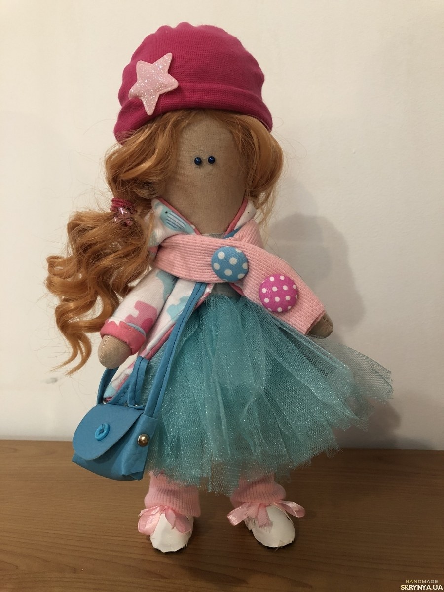 Интерьерные куклы в синем и рыжими волосами