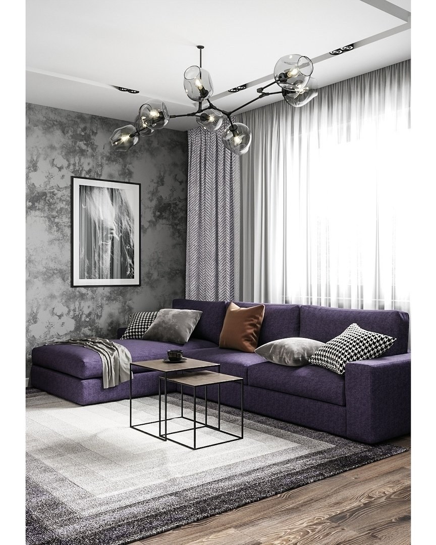 Гостиная в серых тонах