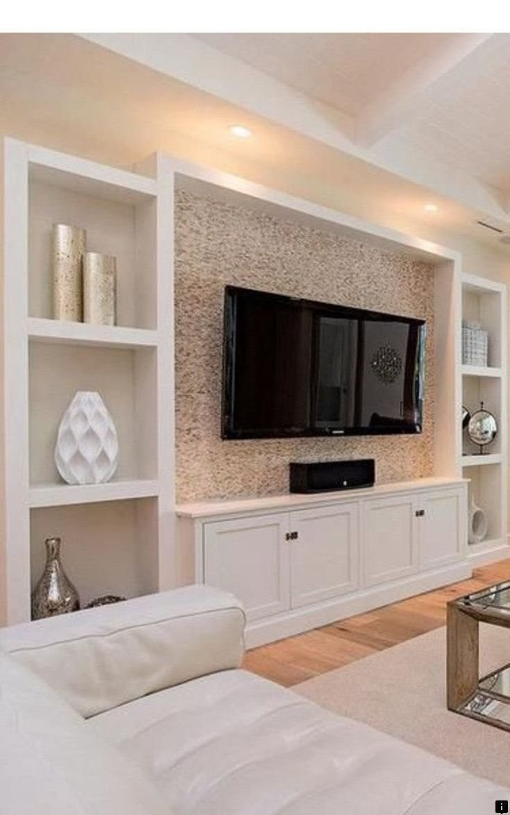 Полки из гипсокартона в гостиной