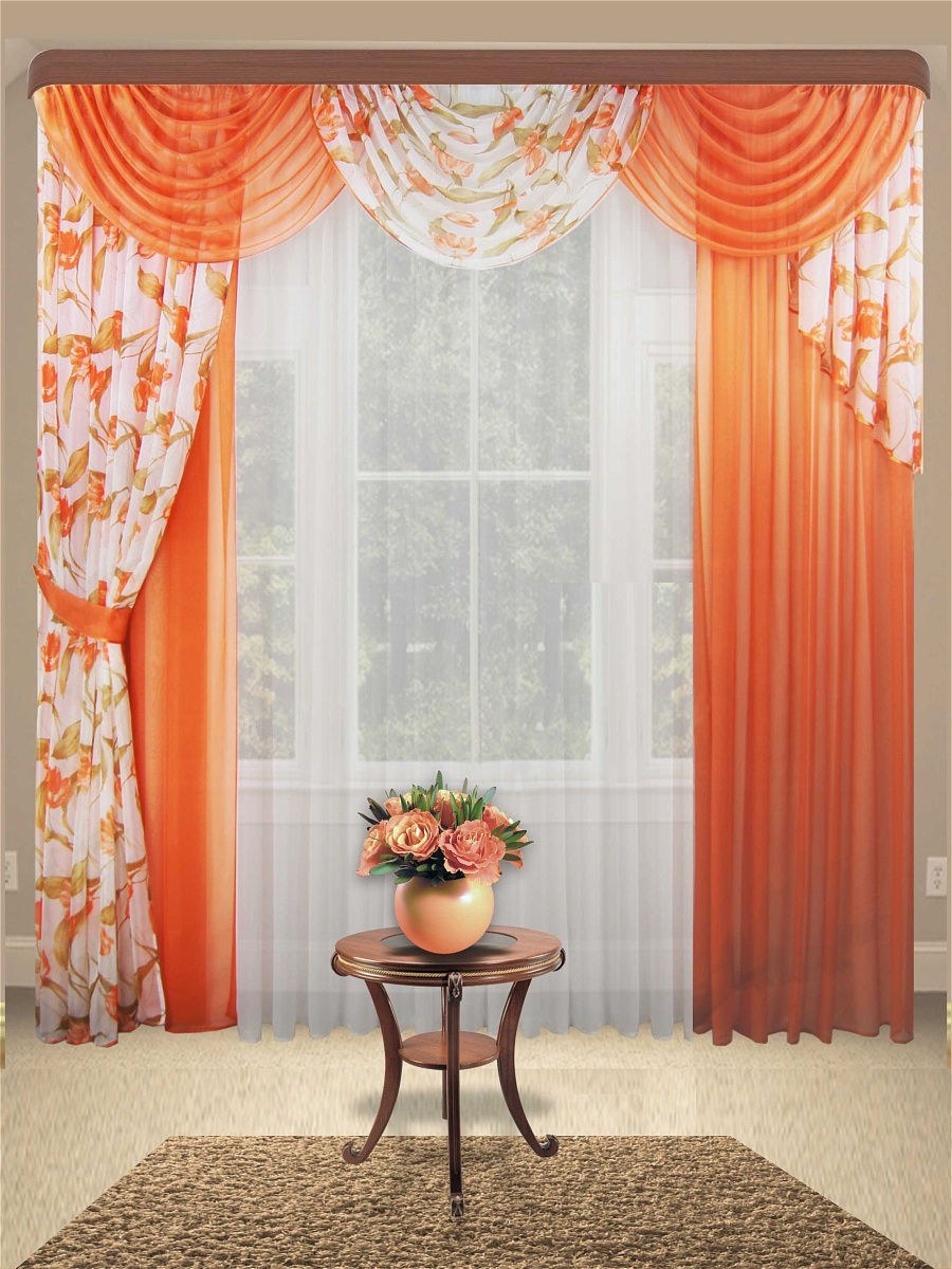 Шторы оранжевые в гостиную