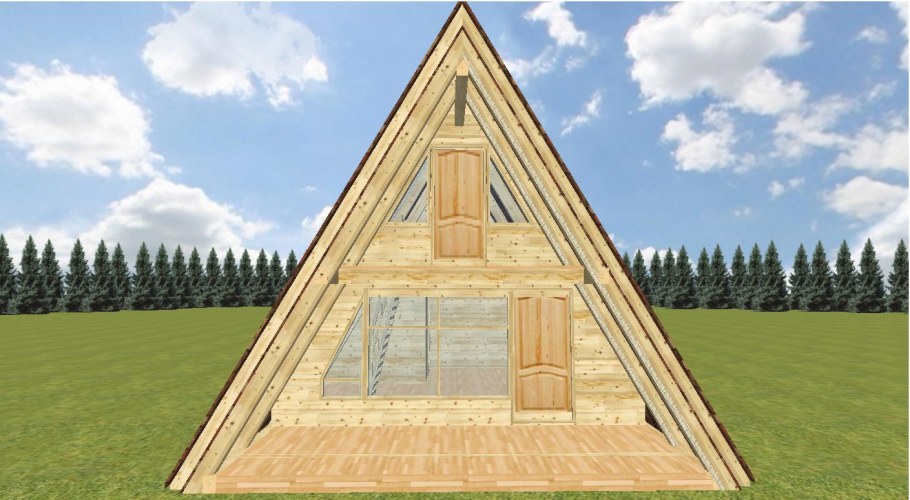 Треугольный дом из бруса