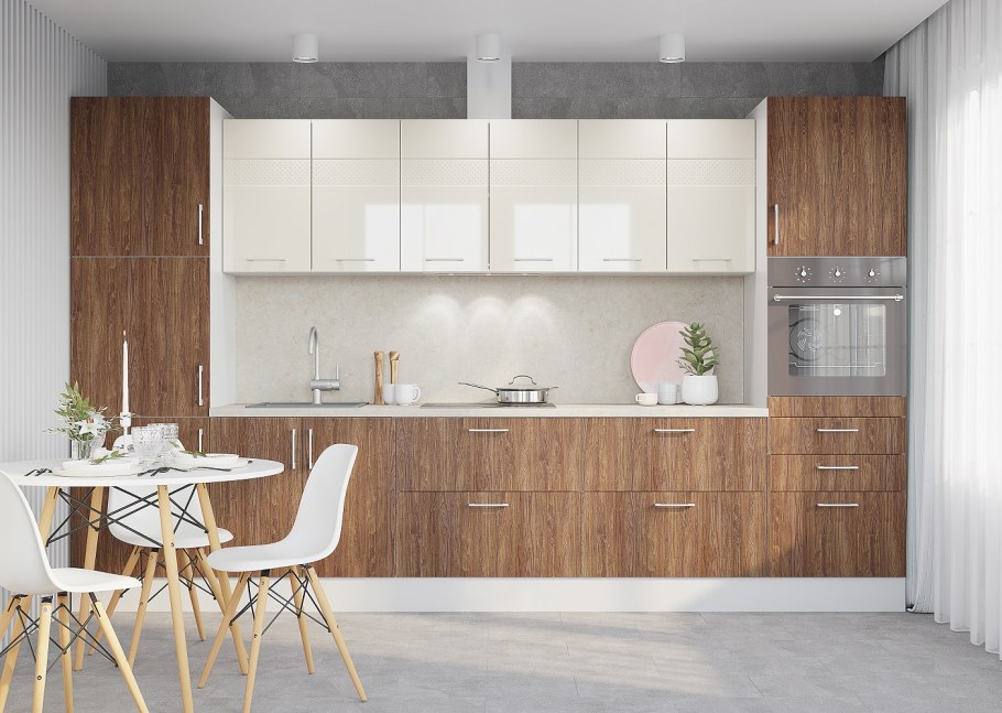 Кухня Люкс ваниль глянец