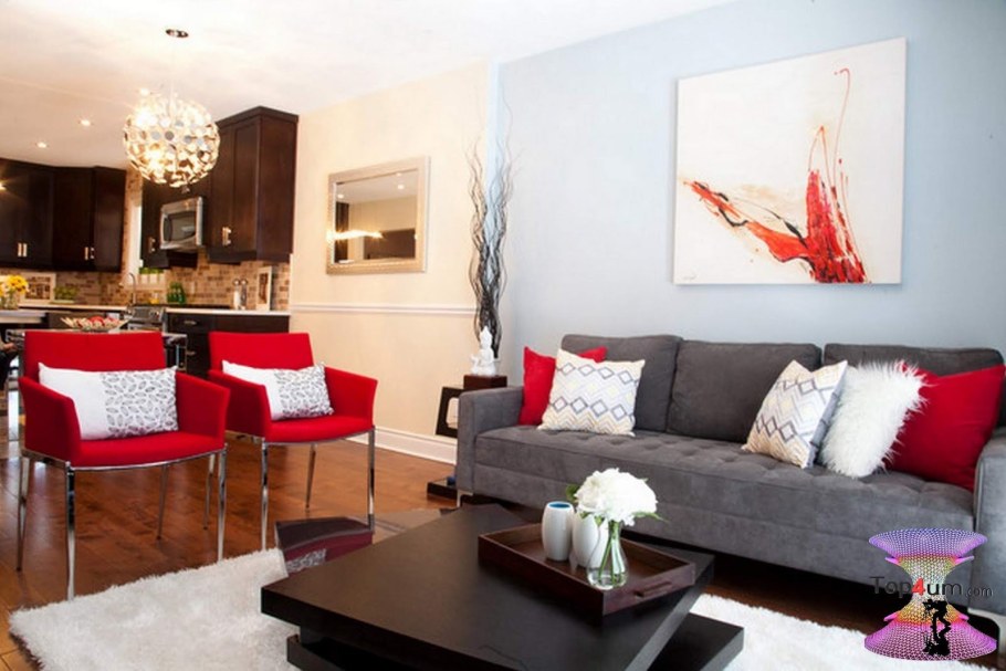 Интерьер с красными акцентами