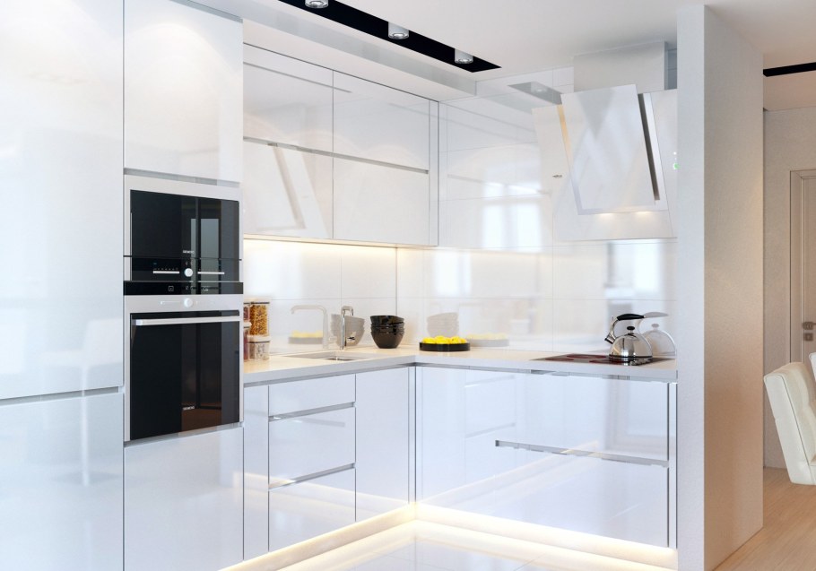 Кухня Модерн белая глянец