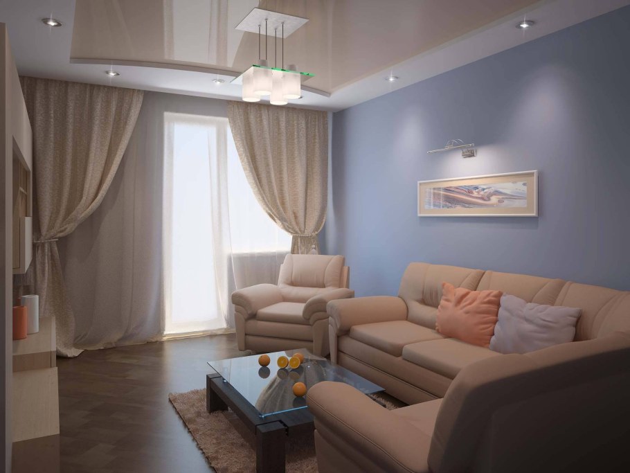 Интерьер прямоугольной гостинной 14 кв.м