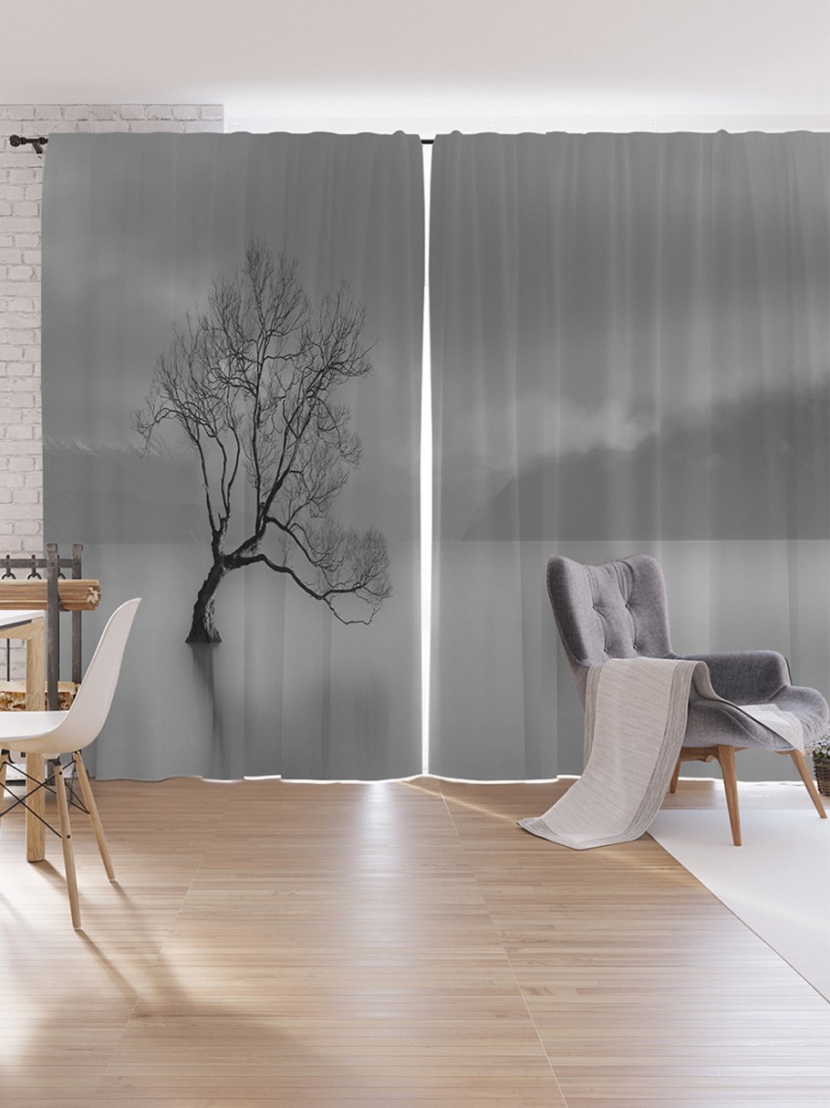 Шторы деревьями белые